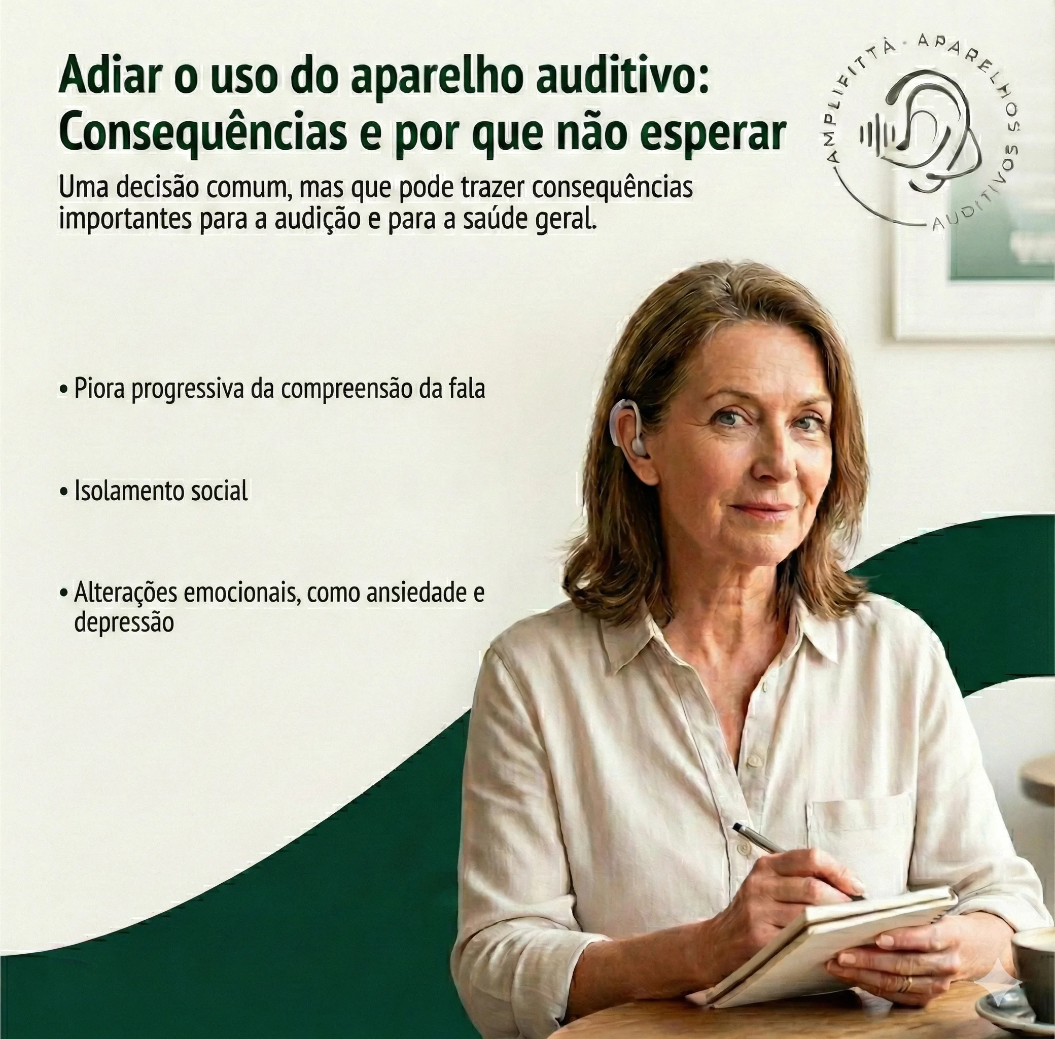 Pessoa pensativa sobre saúde auditiva